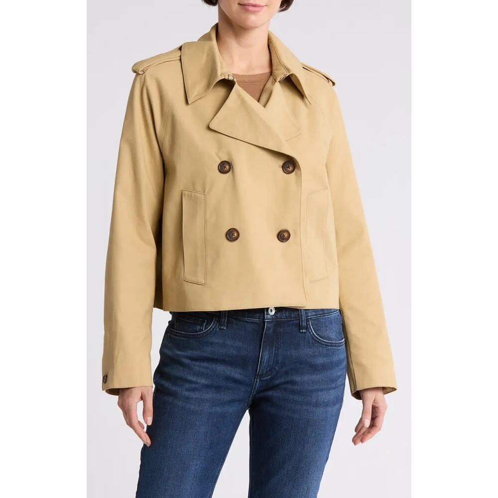 RAG & BONE Talia Khaki Crop Trench Jacket - Picture 3 of 10